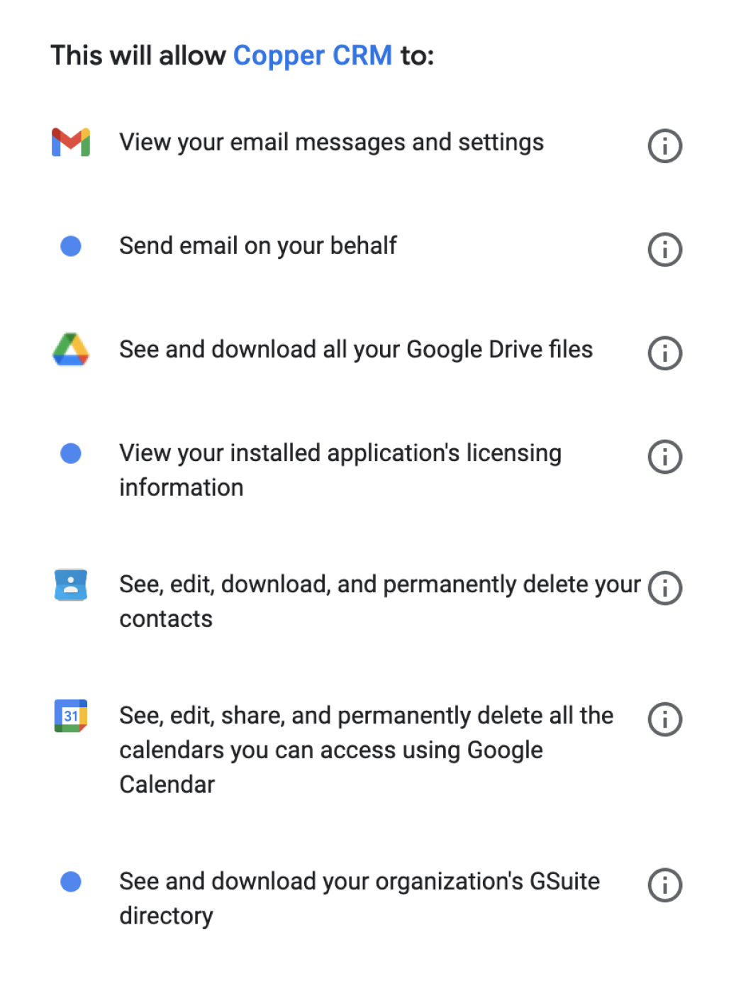 Copper Google Authentication Preview
